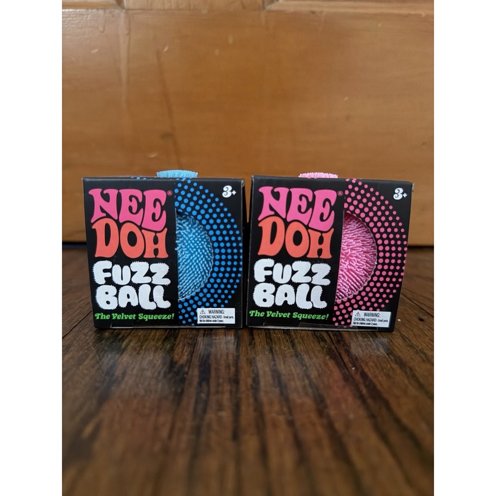Needoh Fuzz Ball Authentic Lot Of 2 Pink & Blue NEW